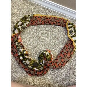 J.Jill Infinity Scarf Orange Green Medallion Floral Classic Cotton Blend Boho